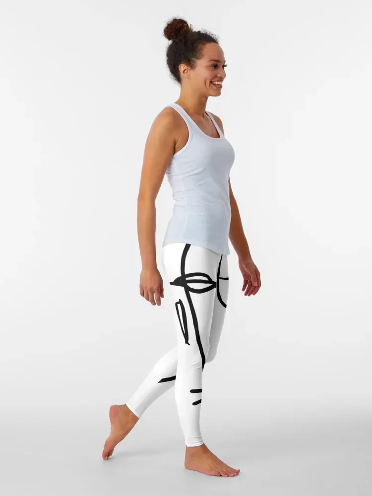 Abstract face - Minimal Figure Line art Leggings Women's sports pants sports for push up Womens Leggings