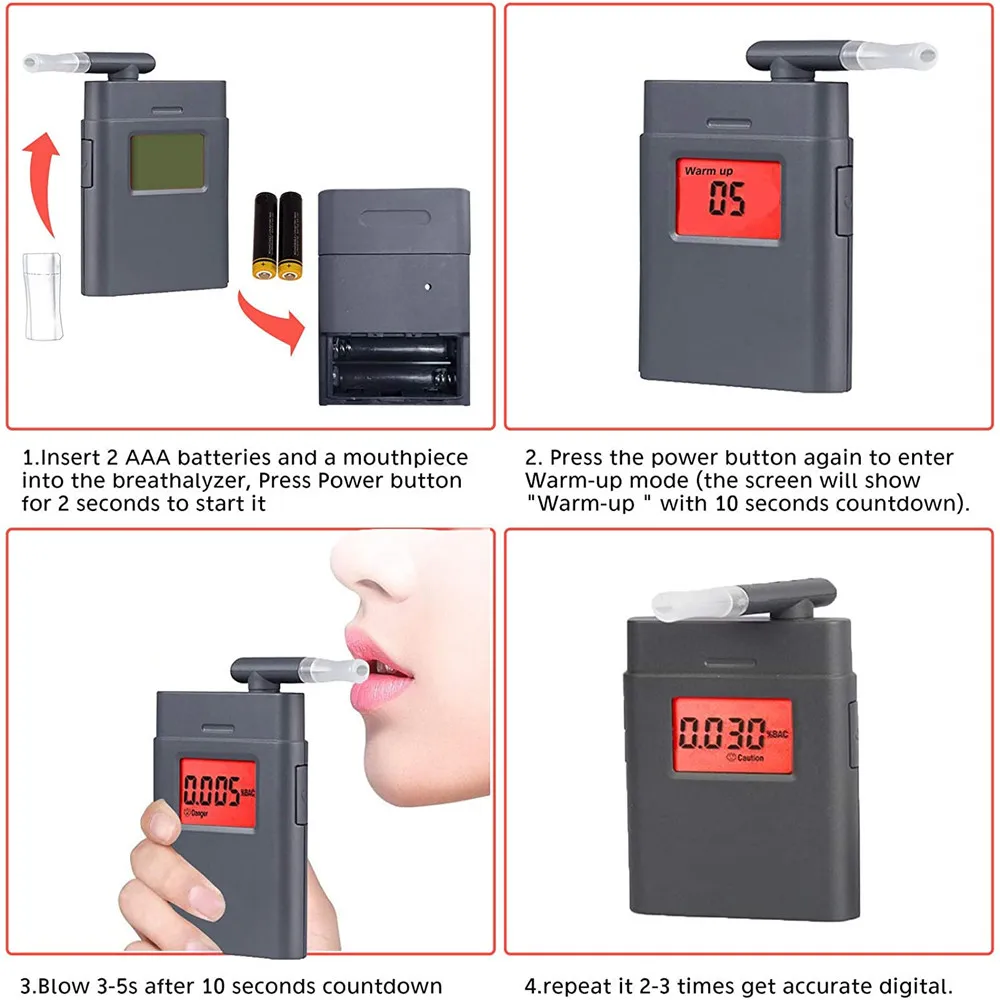 Breathalyzer High accuracy mini Alcohol Tester breathalyzer alcometer Alcotest remind driver safety in roadway diagnostic tool