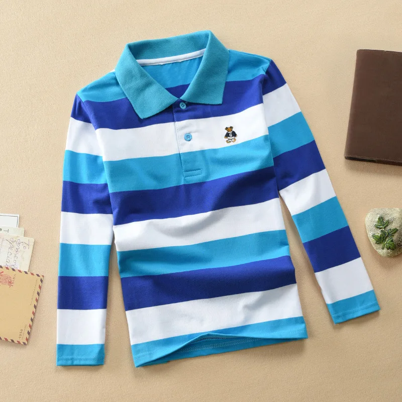 

Free Shipping Spring Autumn Children POLO Shirt for Girls Striped T-shirts Boys T Shirt Teen Tops Casual Kids Clothes 3-14Y