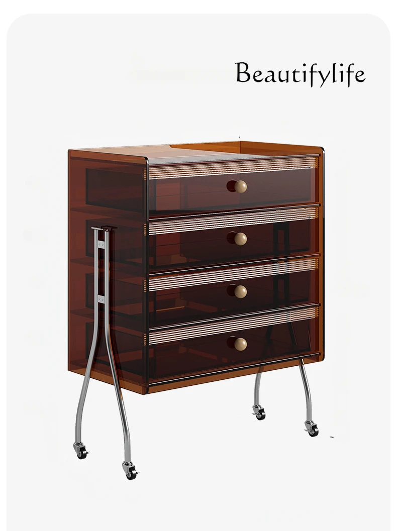 

Acrylic Chest of Drawers Retro Small Apartment Chest of Drawer Living Room Sofa TV Side Cabinet