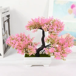 Enchanting Bonsai-Inspired Artificial Plant Arrangement for Elegant Home and Garden Decor (Pink)