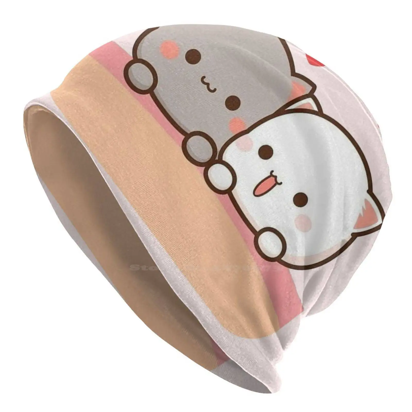 Peach And Goma Mochi Cat Cappello Lavorato A Maglia Warm Beanie Outdoor Caps Bears Milk Mocha Teddy Bears Cute Bears Mochi Mochi Cat Mochi