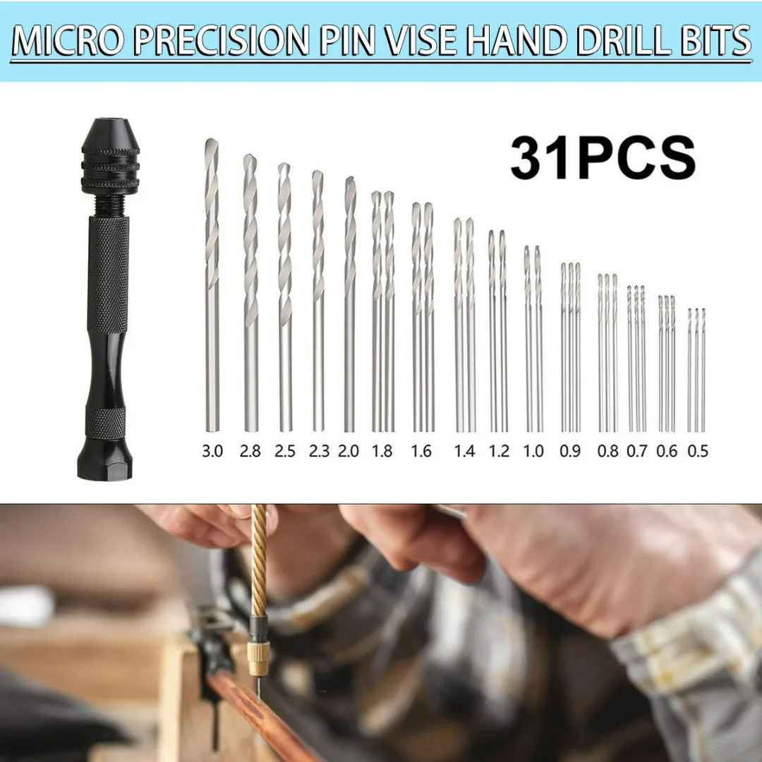 

Mini Micro Aluminum Hand Drill With Keyless Chuck HSS Steel Twist Drill Bit Woodworking Drilling Rotary Tools Hand Drill Manual