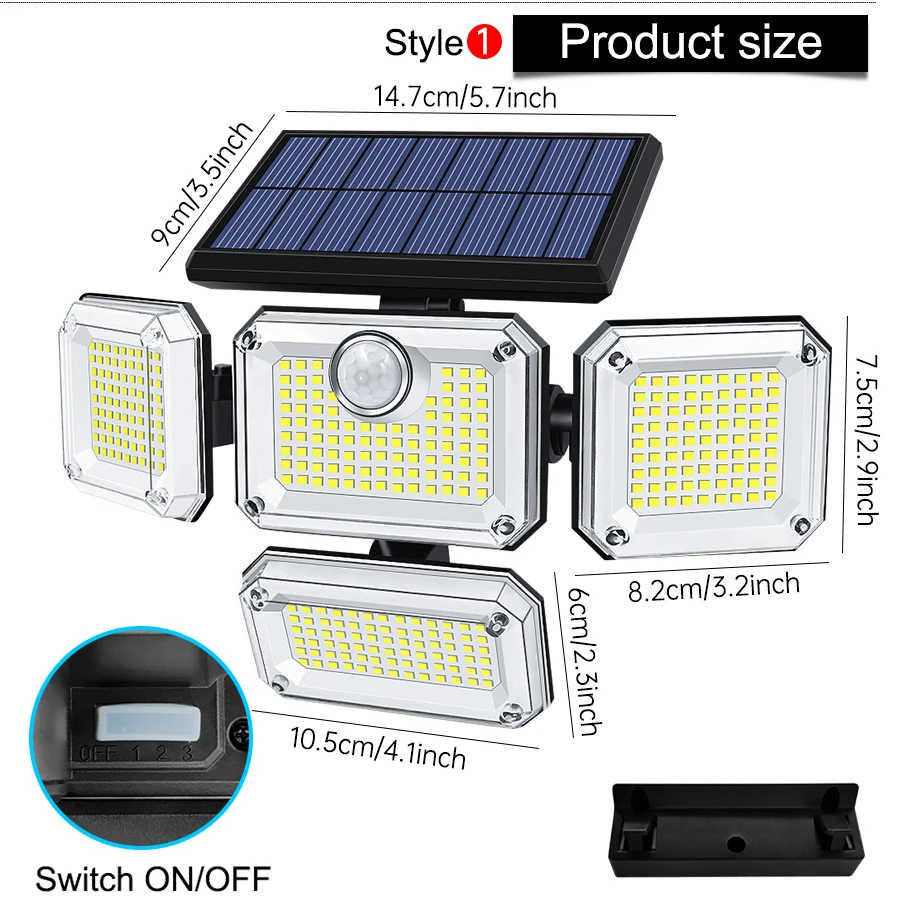 20w Solar licht 122/333led ip65 wasserdichte Solar-Garten lampe für den Außenbereich mit einstellbarem Weitwinkel mit 3 Modi – Detail 19