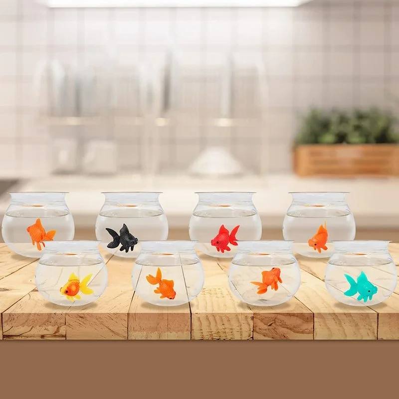 7 Pieces Artificial Fish Fish Bowl Tank Aquarium Decor Moving Floating Glodfish Ornament Plastic Gold for Party Decor