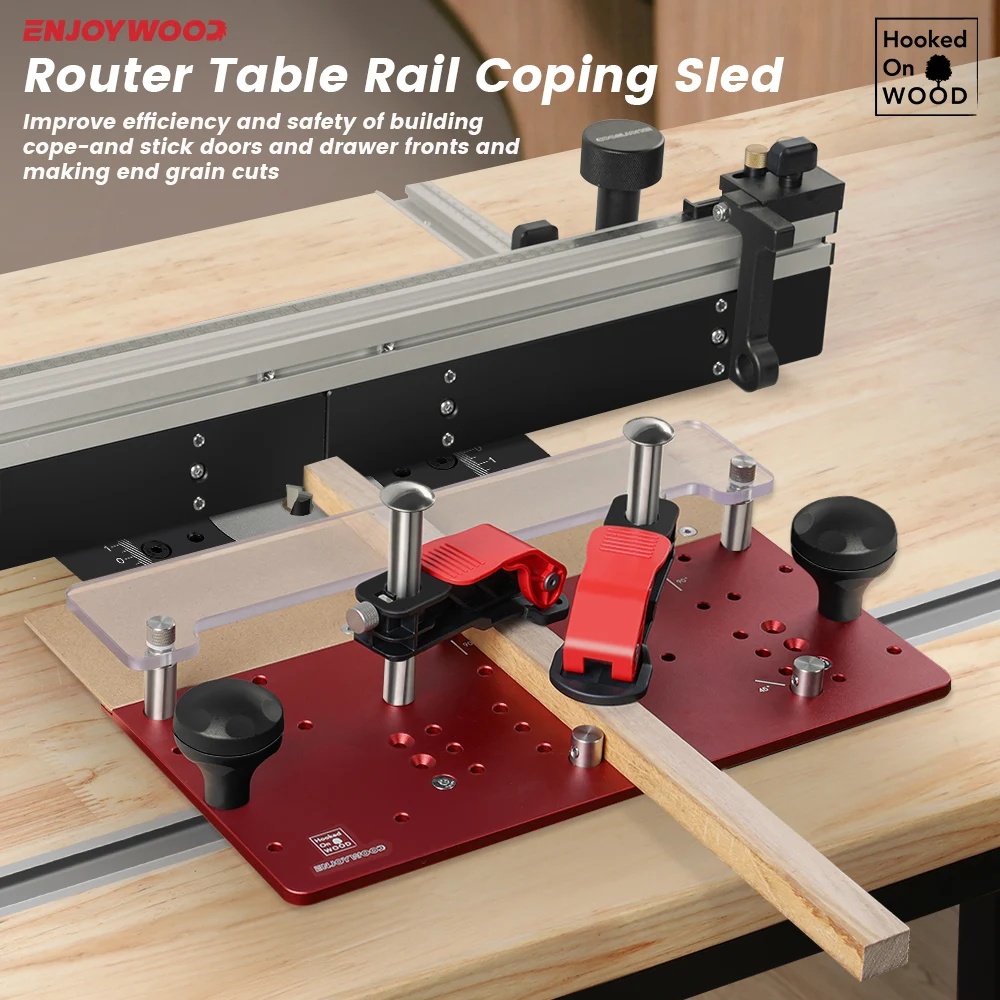 Aluminum Woodworking Rail Guide Safety Coping Sled for Cabinet Door Joints