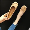 Flat Shoes for Women Spring 2023 New Suede Square Toe Shallow Cut Flat Bottomed Lefu Soft Bean Shoes Ladies big size 44 45 46 4