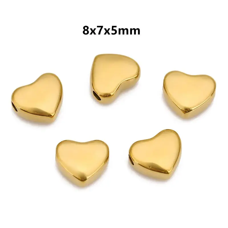 Set of 5 Stainless Steel Star and Heart Spacer Beads
