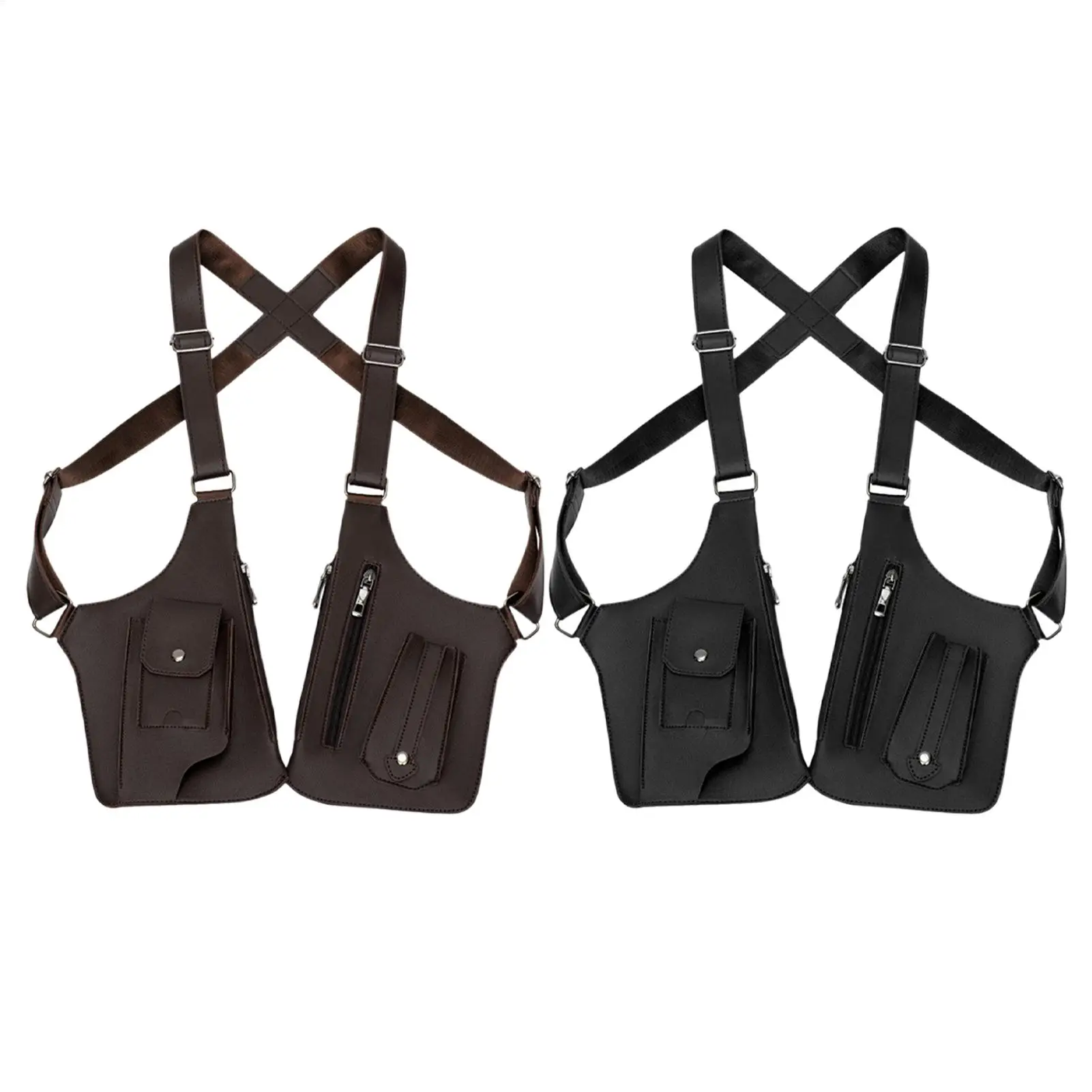 New Double Shoulder Strap Multi-Pocket Outdoor Anti-Theft Fishing Bag Waterproof PU Multi-Purpose Men's Crossbody Bags