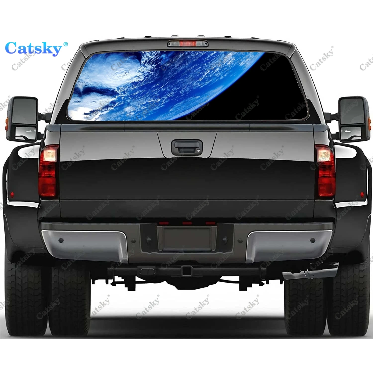 

Earth From Space Rear Window Decals for Truck,Pickup Window Decal,Rear Window Tint Graphic Perforated Vinyl Truck Sticker