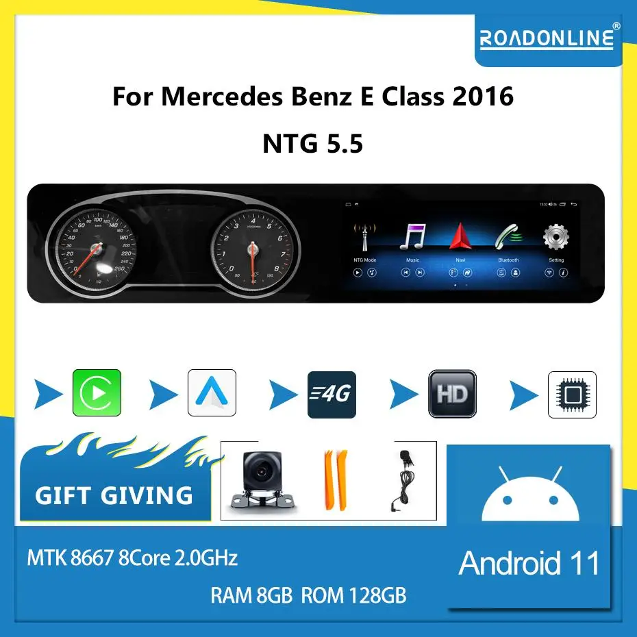 

For Mercedes Benz E Class 2016 1920*720 Resolution MTK 8667 Octa-core 8+128gb Car Navigation CarPlay Car Radio Multimedia player