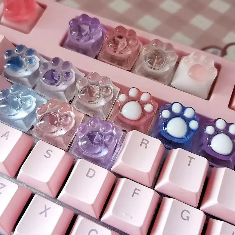 1pc Cat Paws Keycaps Resin Transparent Key Cap ECS Personalized Cute Keycap for Mechanical