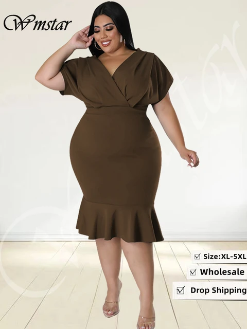 brown plus size dress