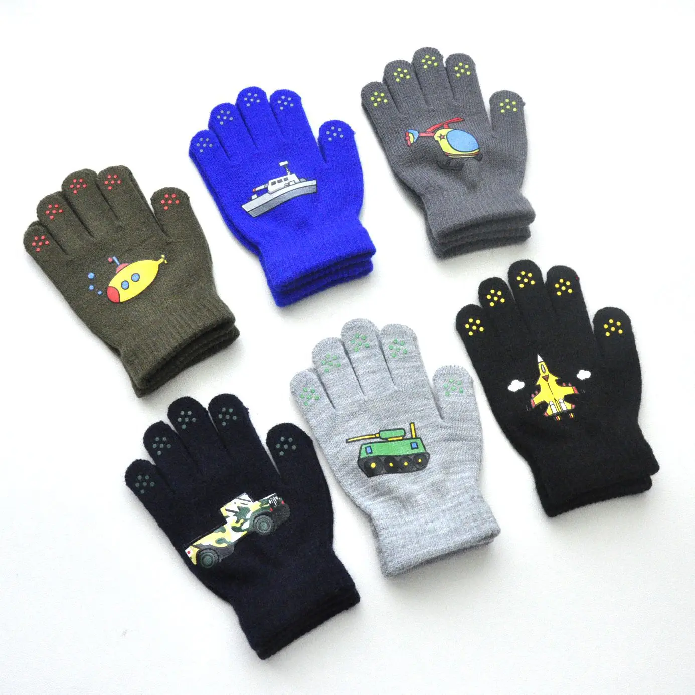 Cool Cars Children Knitted Warm Gloves For 5-12Y Baby Students Winter New Full Finger Mittens Outdoor Cycling Skiing Gloves