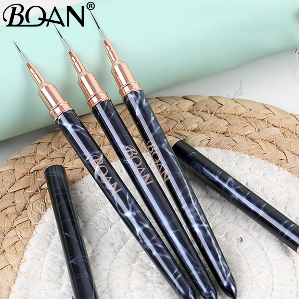 Description Picture 2 of itemBQAN Professional Nail Art Liners Striping Brushes Tool Marble Metal Handle Drawing Detail Painting Blending Liner Nail Brush