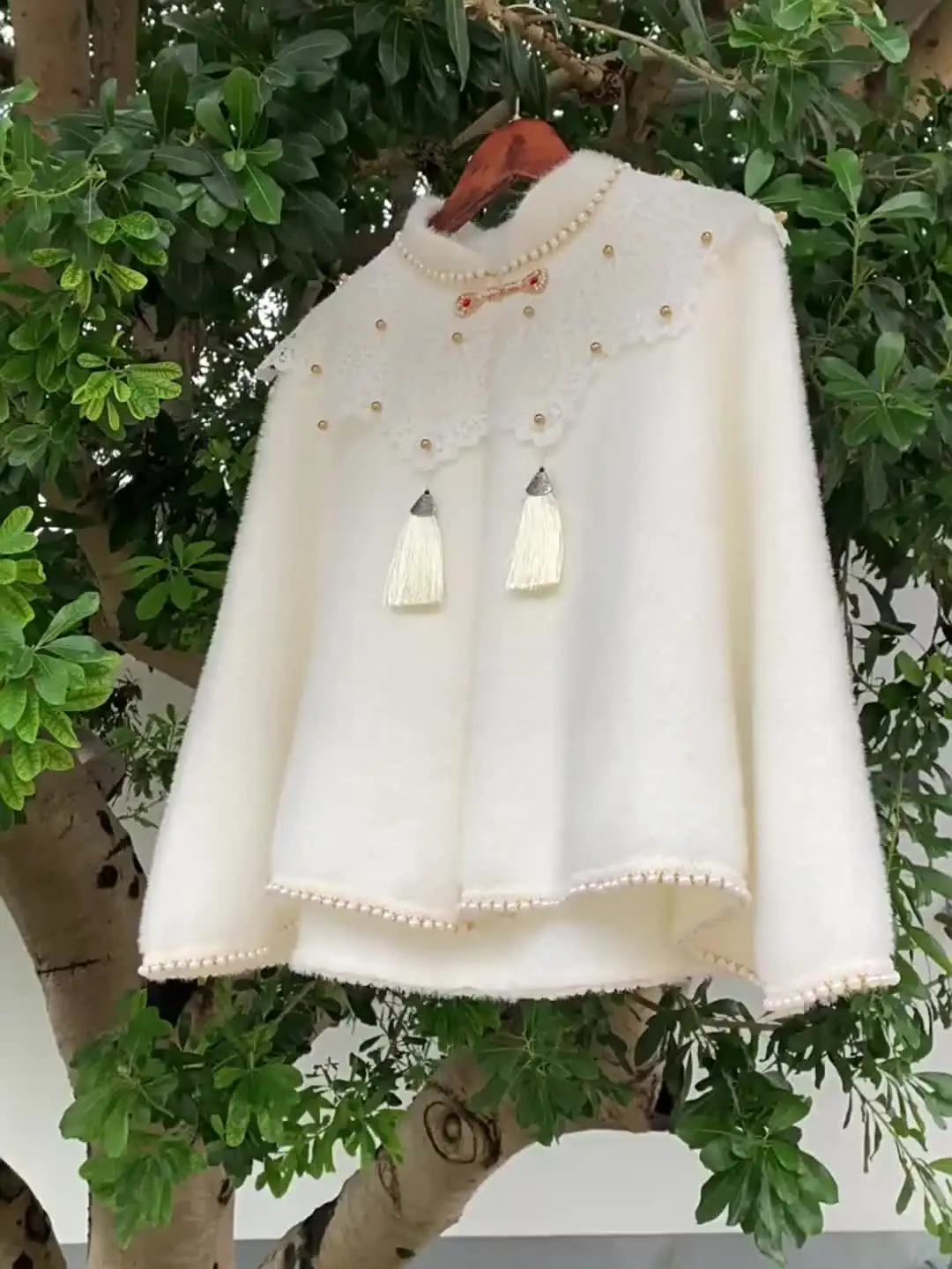 Модная нежная накидка из искусственной норки кружевная с бусинами украшение для