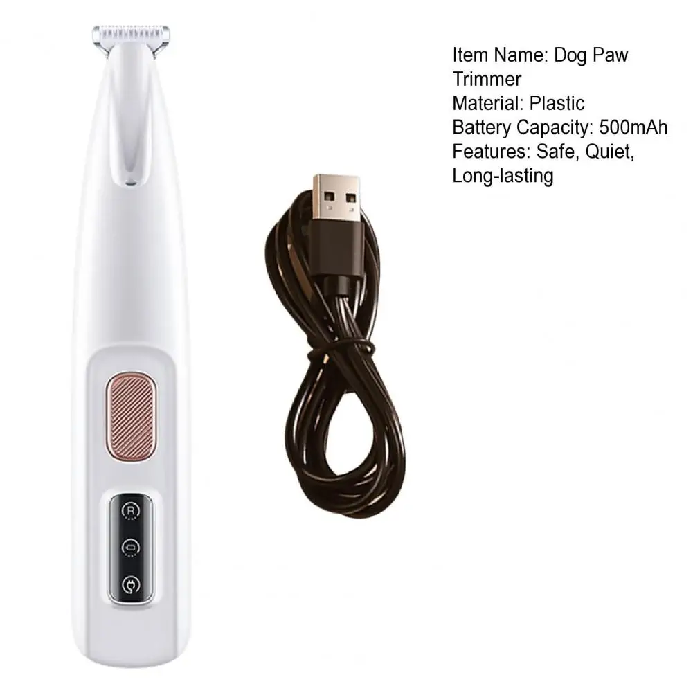 Pet Grooming Clipper 16cm Dog Paw Trimmer With LED Light Electric Dog Trimmer Rechargeable Low Noise Pet Hair Clipper Grooming Tool For Paws