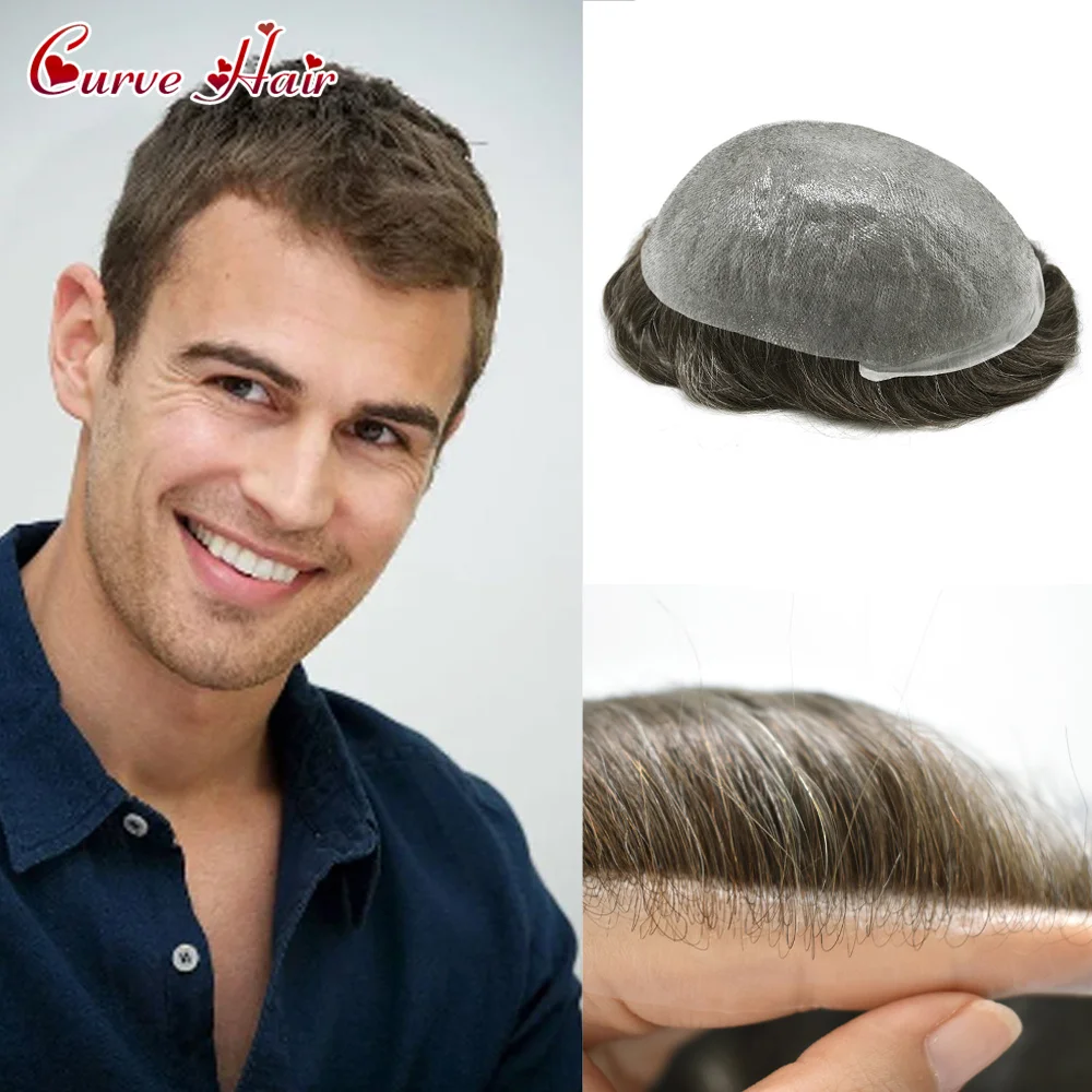 

Мужской парик из тонкой кожи, сменные Мужские t-образные волосы для мужчин, полностью искусственные человеческие волосы, мужской капиллярный протез