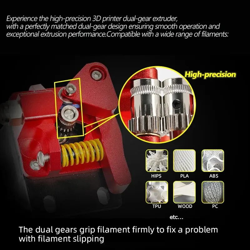 Dual Gear Extruder with Double Pulleys Direct Aluminum Extrusion for Ender 3 V2 Neo S5 CR10S-PRO 3D Printer Parts Upgraded