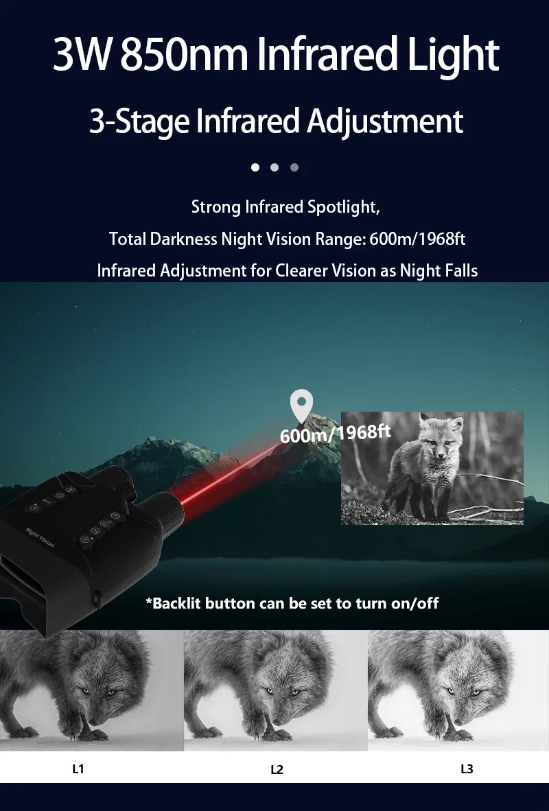 Night Vision Binoculars 4K UHD 40MP Tactical Flashlight Binocular Infrared Teles
