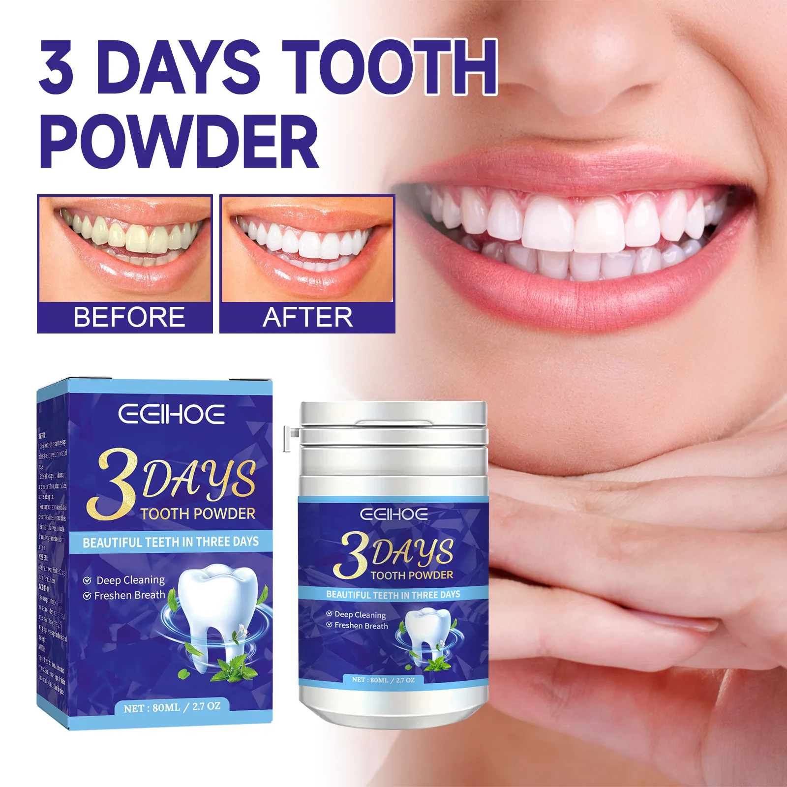 Teeth Whitening Powder Improve Dental Plaque Remove Protect Gum Oral Hygiene