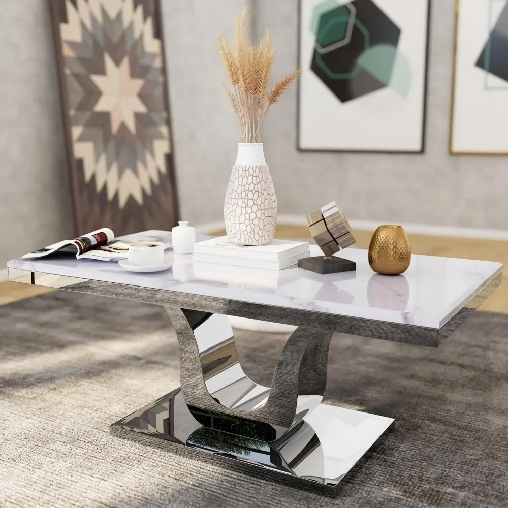 Modern Coffee Table, Rectangular Living Room Coffee Table, 48 Inch, Living Room, Lobby, Reception Room Coffee Table 5