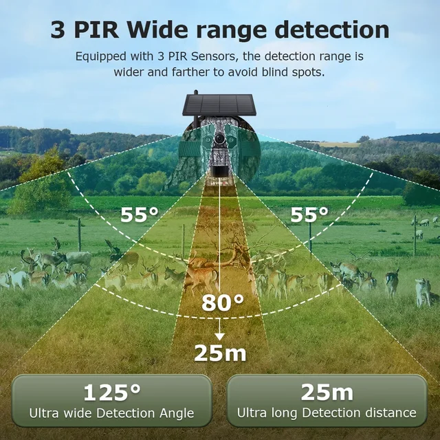 LS VISION 5MP 4G Solar Hunting Trail Camera GPS 20M PIR Motion Detection Night Vision IP66 Battery Wildlife Solar Camera Outdoor 4