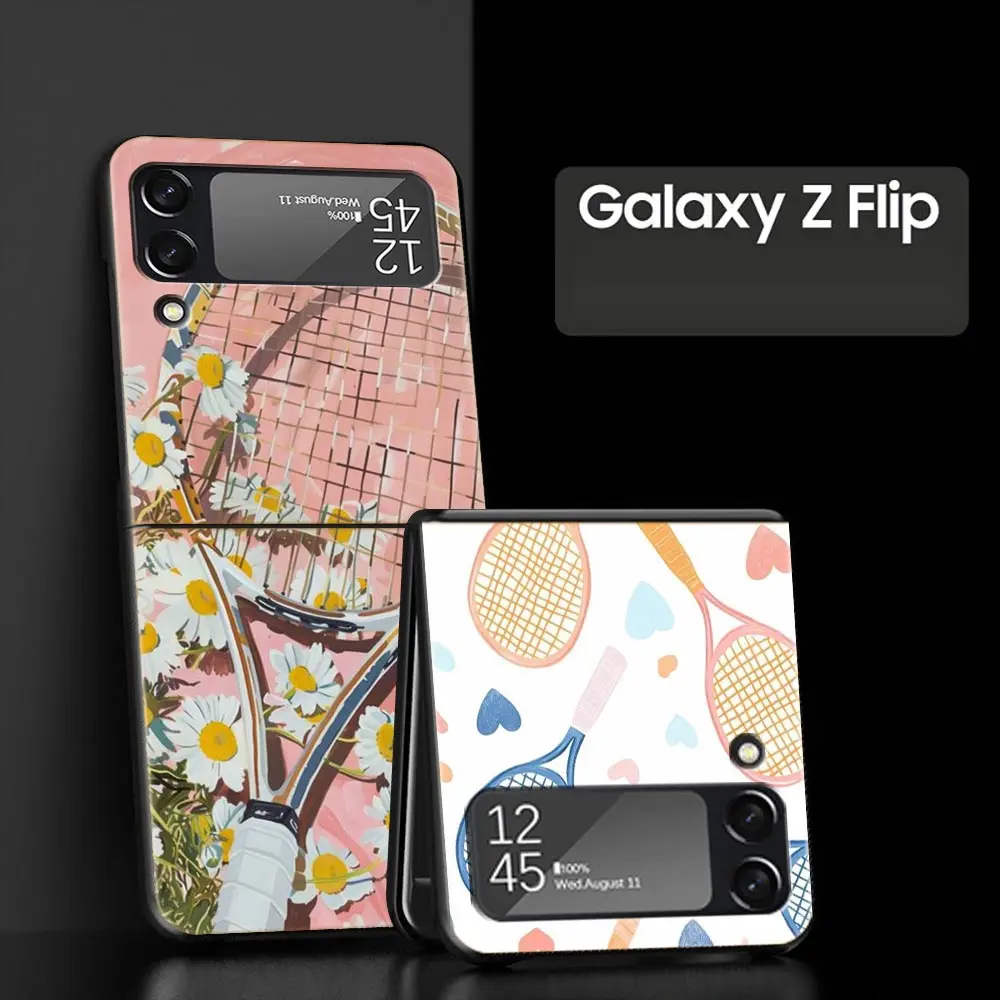 Elegant Black Tennis-Inspired Foldable Phone Case - Durable Hard Shell Cover