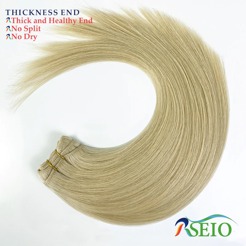 High Quality  Human Hair Wefts Extensions Hair Weaves Bundles Real Human Natural Hair  Straight  Black Brown Blonde Very Thick - 5