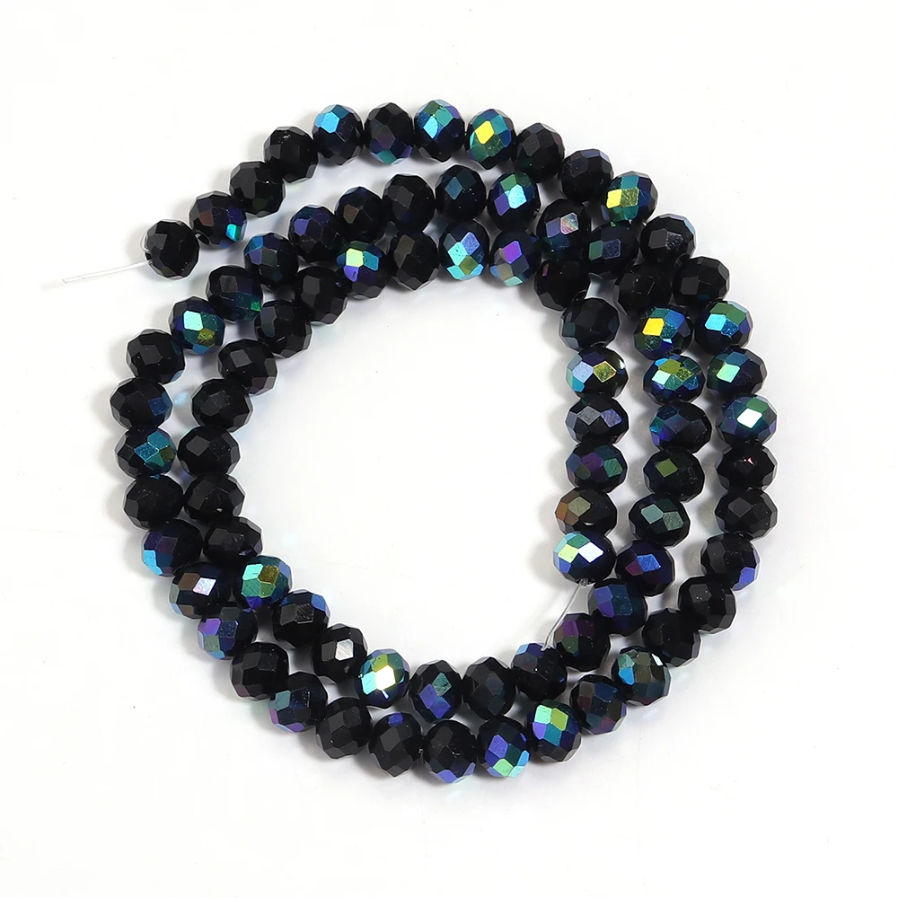 4 6 8 mm Rondelle facettierte Kristallperlen schwarz AB Glas lose Distanzperlen für Schmuckherstellung DIY Armbänder Halskette Zubehör – Detail 9