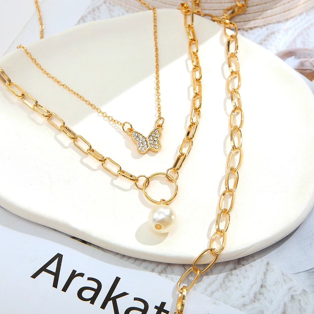 Silver Color Heart Choker Necklace for women Multilayer Long Tassel Butterfly Pendant Chain Necklaces & Pendants Fashion Jewelry