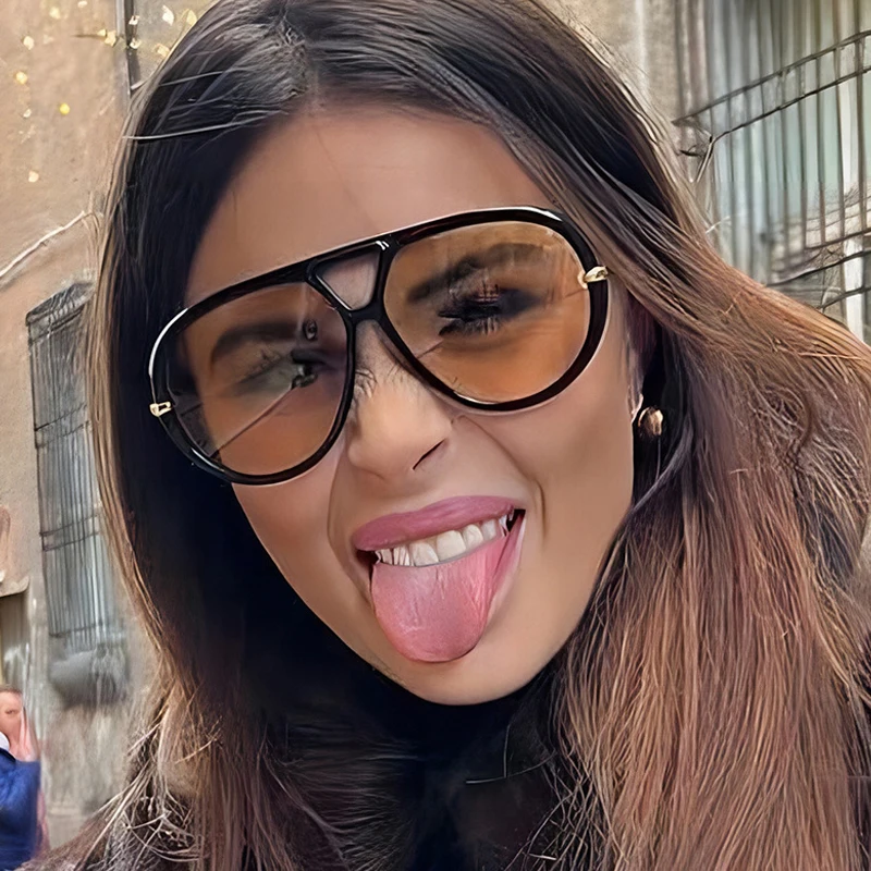 Oversized Oval Punk Pilot Sunglasses Women Big 2025 Luxury Brand Vintage Metal Frame Sun Glasses for Ladies UV400 Shield Eyewear