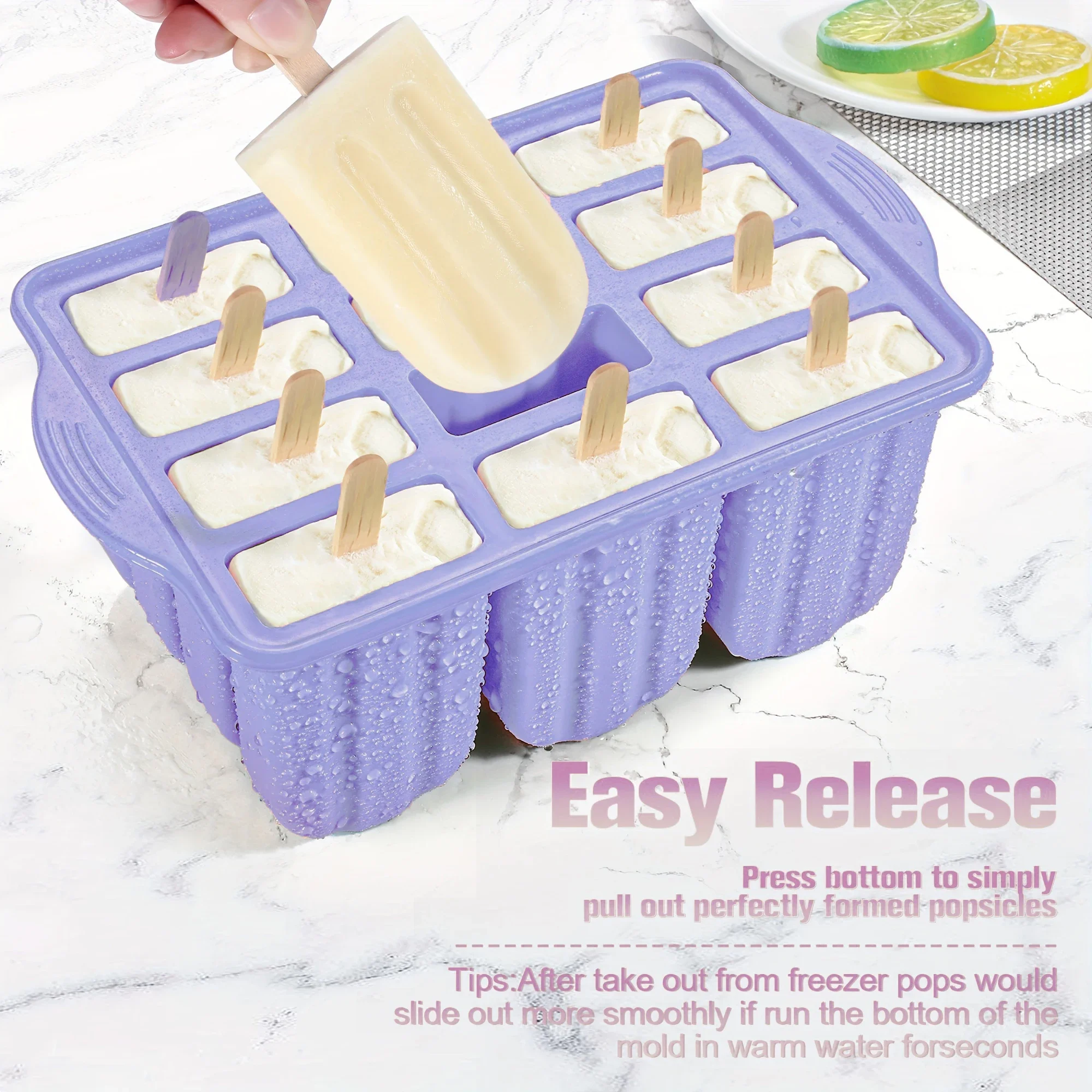Popsicles Molds, 12 Pieces Silicone Popsicle Molds Easy-Release BPA-free Popsicle Maker Molds Ice Pop Homemade