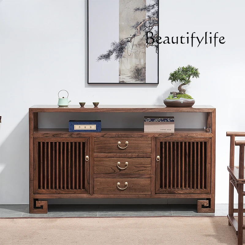 

New Chinese Style Solid Wood Sideboard Modern Minimalist Entrance Entrance Locker Retro Domestic Wall Cabinet
