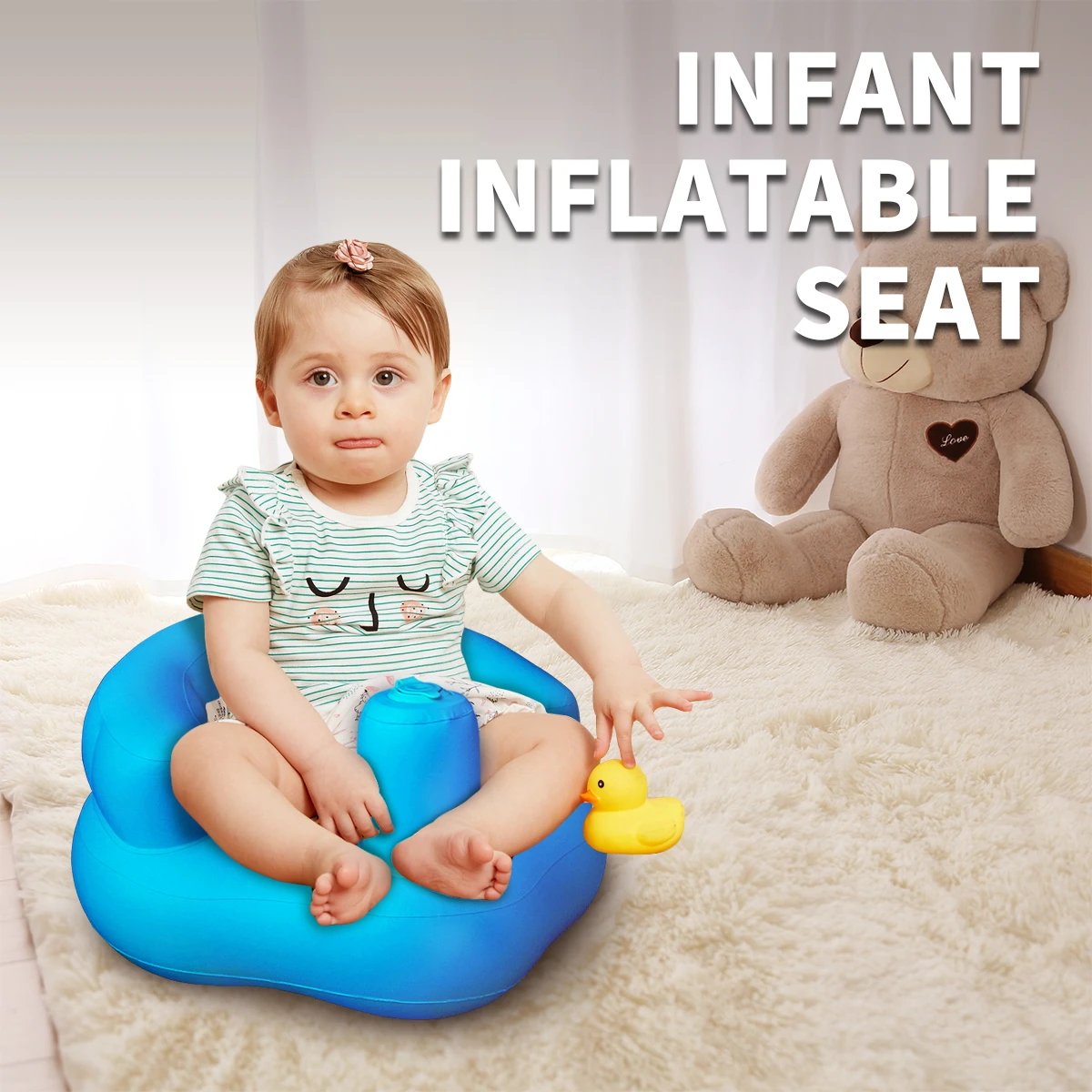 Baby Kid Inflatable Seat Baby Seat Portable PVC Learn to Sit Stool Baby Sofa for Bedroom Bathroom Infant Dining Lunch 2