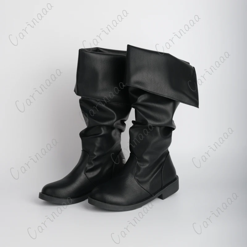 Medieval Men Knight Prince Cosplay Gothic Retro Punk Leather Boots Halloween Carnival Stage Party Props Shoes Elf Vintage Boot