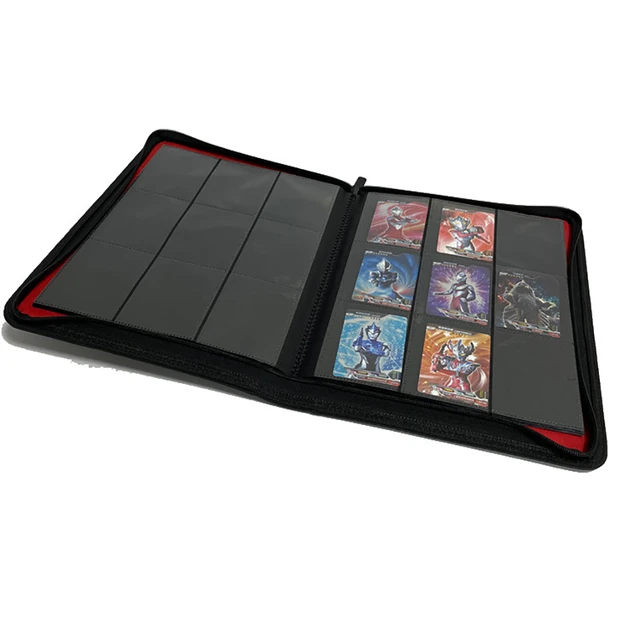 Trading Card Binder with Sleeves, 4-Pocket Zipper Book Binder for PTCG Game  Cards, 3-Ring Card Holder 