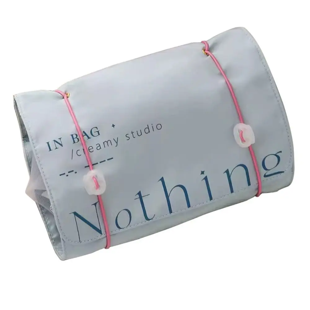 Zipper Fold Cosmetic Bag OX Cloth Korean Style Student Stationery Bag Letter Lager Capacity Cream Color Makeup Bags Travel