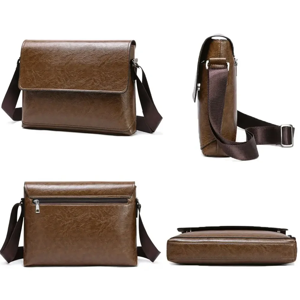 Luxury PU Leather Crossbody Bag - Multifunctional Vintage Men's Business Handbag