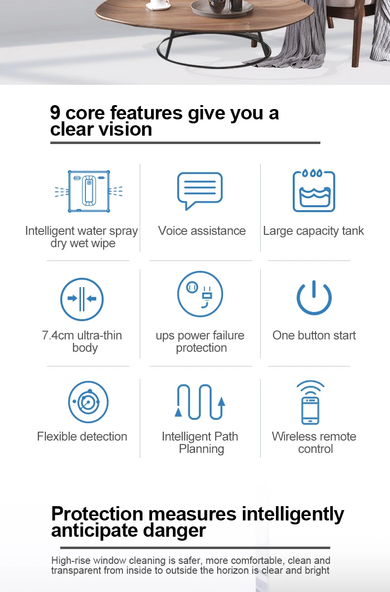 PuRuiKai Robot Electric Automatic Window Cleaning Robotic Vacuum Cleaner, with APP Remote Control, Two-way Automatic Spray 3