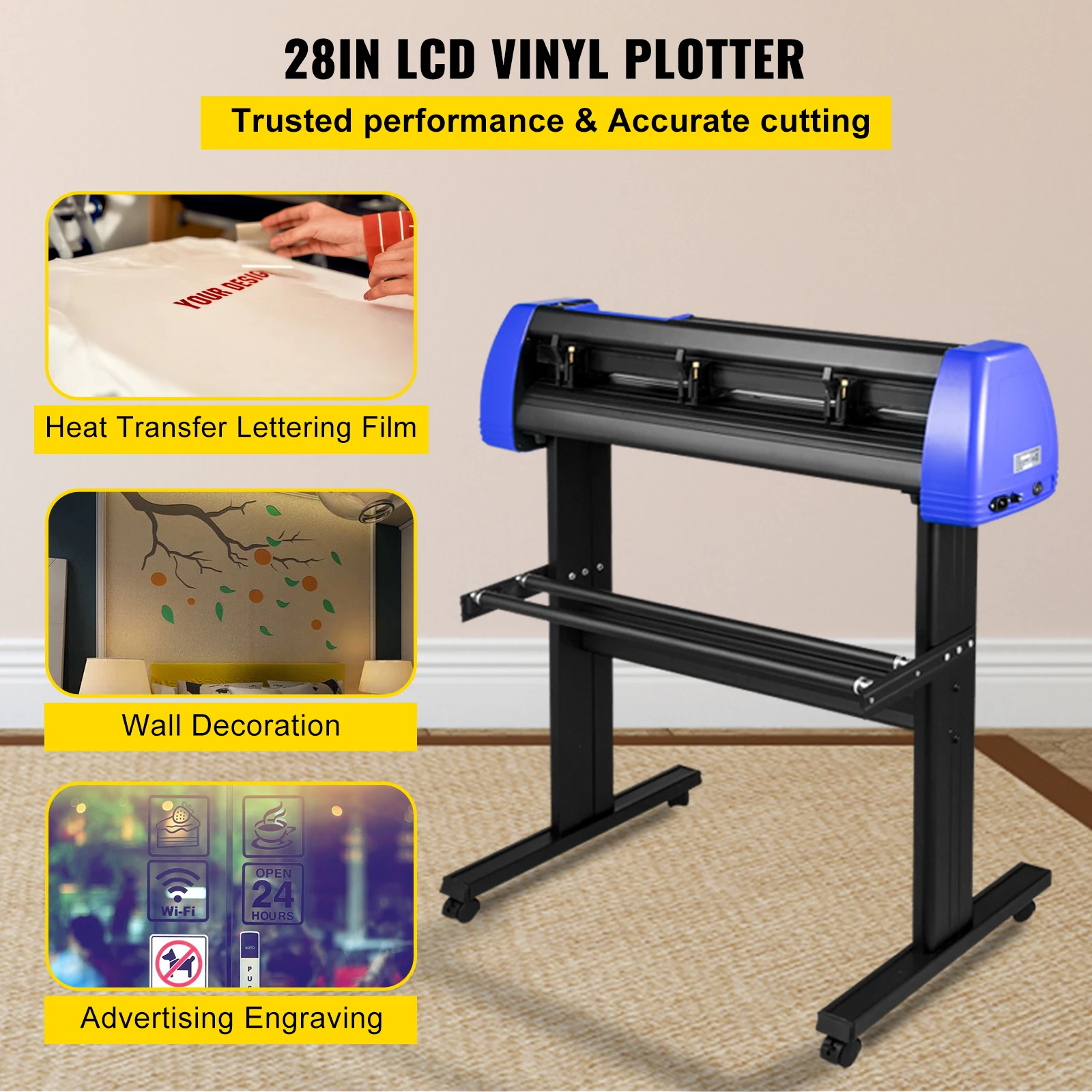 34 Inch Vinyl Cutter Machine Floor Stand Vinly Sign Cutting Plotter Starter Kits Software Adjustable Force Speed