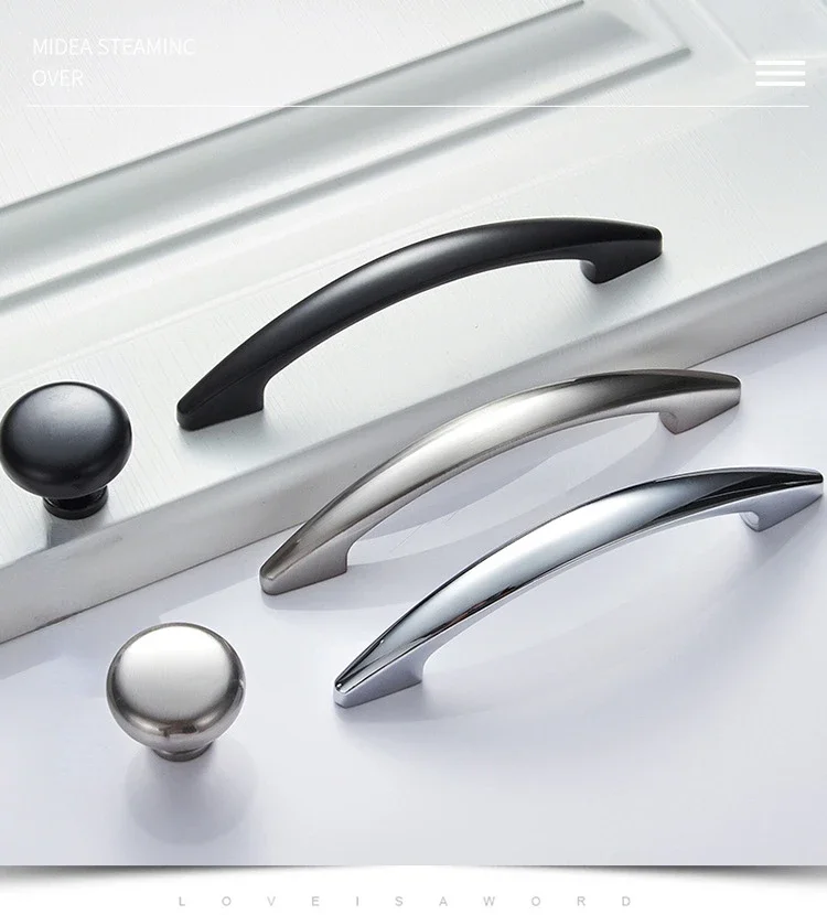 Description Picture 2 of itemZinc Alloy Cabinet Handle European Furniture Hardware Black And Silver Simple Drawer Door Handle Cabinet Pulls