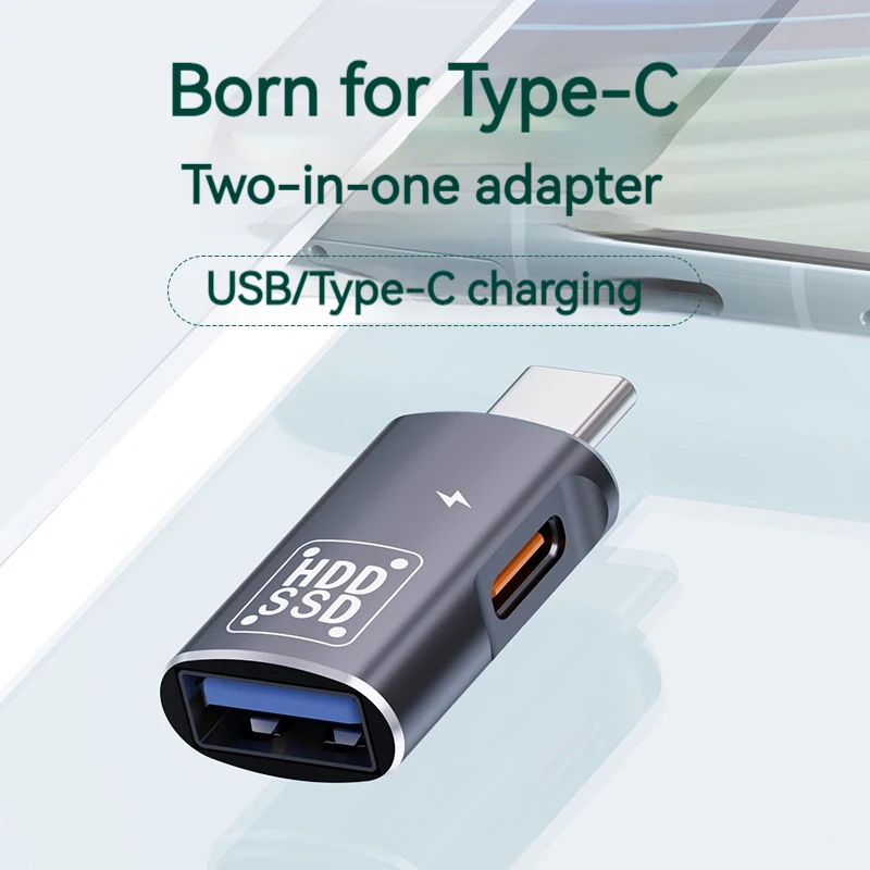 금속 USB C 타입 어댑터, USB OTG U 디스크 데이터 전송 어댑터, 충전 컨버터, 아이패드 휴대폰 태블릿 삼성용, 2IN1