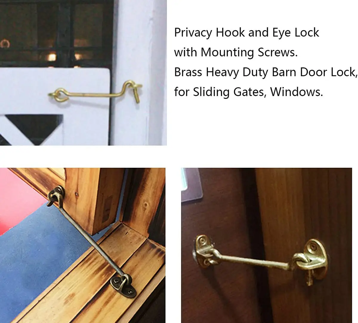 Solid Brass Copper Cabin Hook Latch & Eye Window Lid Closer 3"/4"/5" Aldabilla De Lat&oacute;n