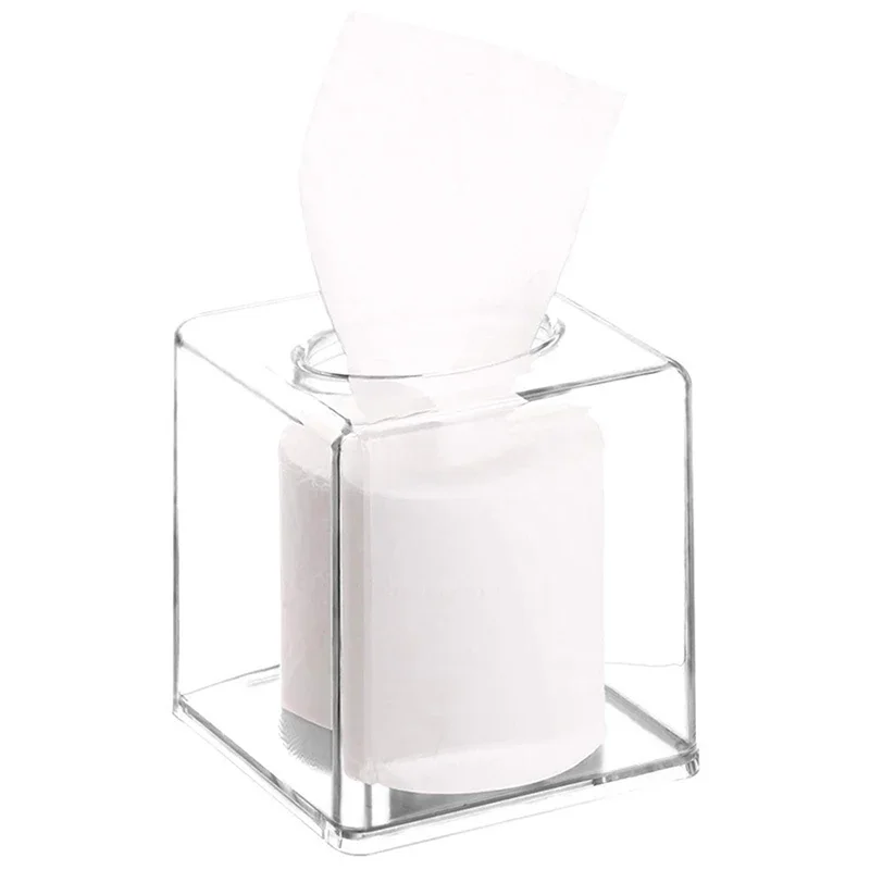 New Clear Acrylic Tissue Box Holder Tissue Dispenser Napkin Holder Car Home Office Desktop Tissue Storage Box Organizer 5
