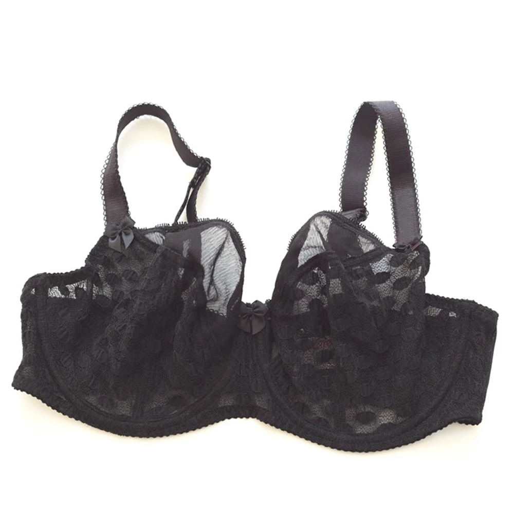 Sexy Womens Ultra-thin Lace Minimizer Bra Underwire Female Breathable Plus Size Unlined Lingerie 34 36 38 40 42 D DD E F FF G