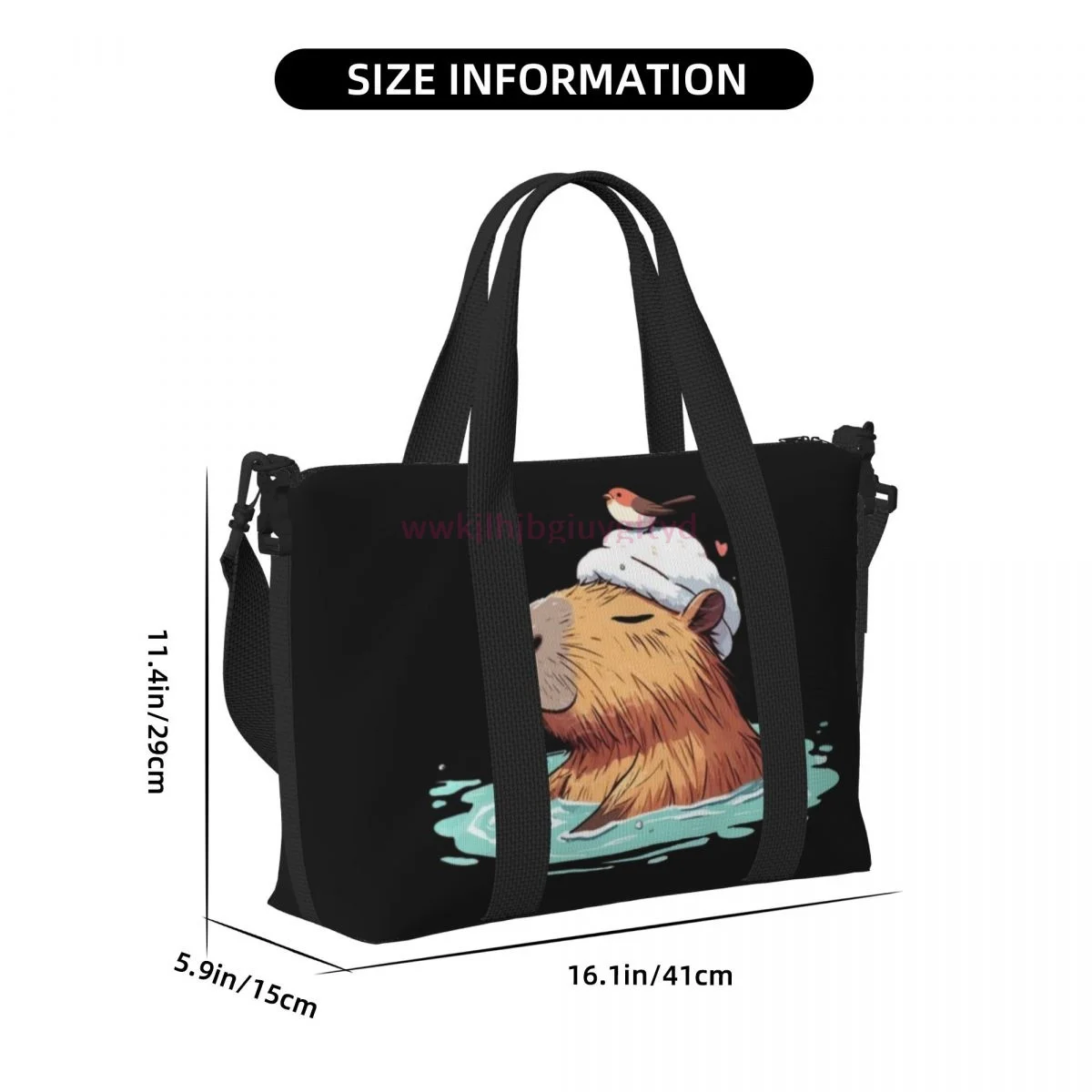 Cool Capybara Spacious and durable men's and women's cartoon printed nylon large capacity sports fitness bag
