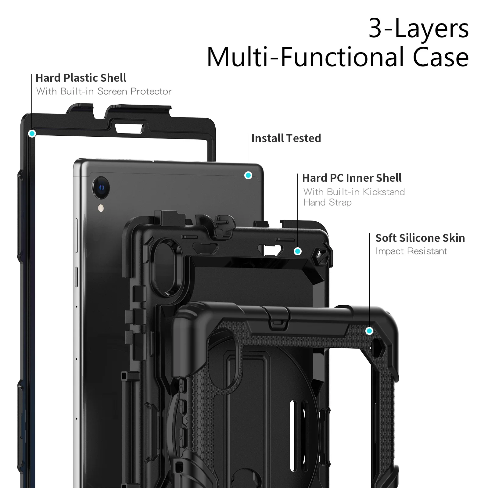 Armadura à Prova de Choque para Lenovo Capa Kickstand com Tela Pet e Alça de Ombro M10 3rd Gen Tb328fu 2nd Gen 101 Tb-x306 2023 Case - Imagem 5