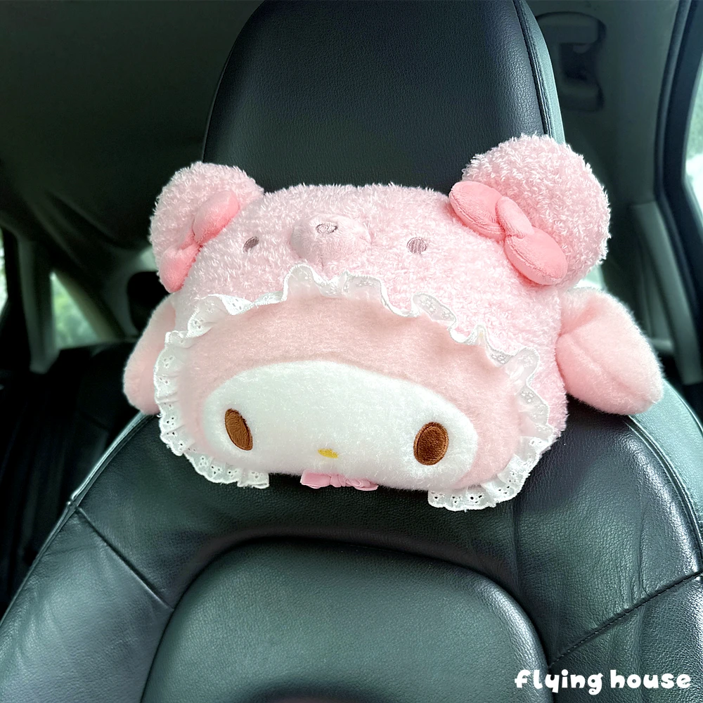 Sanrio Kuromi Headrest Cushion Car Seat Cartoon My Melody Cinnamoroll Pom Pom Purin Pillow Comfortable Home Decor Girl Gift