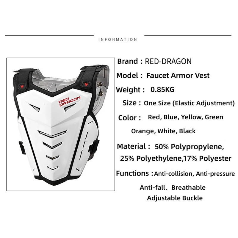 Motorcycle Armor Vest Chest Body Protectors Back Protector Portable Skateboard Motocross Armored Jacket Protective Gear